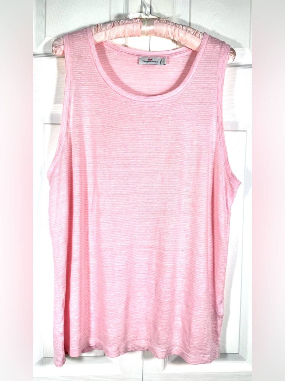 Vineyard Vines Striped 100% Linen Tank Top Pink Size Large